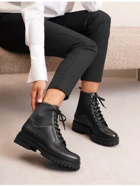 Gianvito Rossi Martis Combat Ankle Boots, Size 37 1/2, US 7.5, Color Black